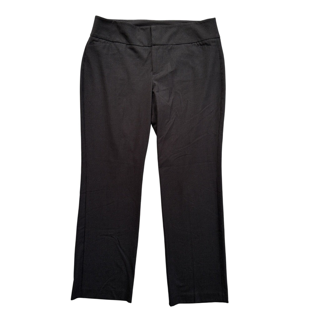 Elle Dress Pants Women Size 14 Brown Micro Grid Straight Leg Excellent Condition